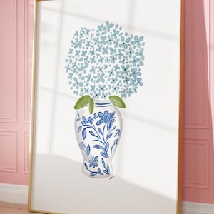 Blue Hydrangeas | Ginger Jar | Digital Download | Art File | Floral Arrangement | digital print | Preppy wall art | Bar Cart