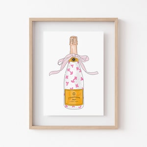 Painted Champagne Pink Chinoiserie Veuve Party digital print funky wall art Bar Cart image 3