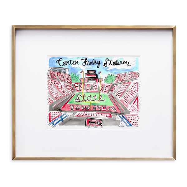 NCSU stadium Print | Carter Finley stadium | Raleigh | North Carolina NC Watercolor Wall Art Print Gift | NCSU