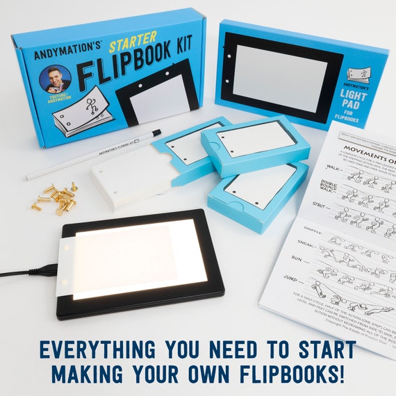 Flip Book Kit With LED Light Pad. Includes 240 Sheets Flip Book Paper With Screw