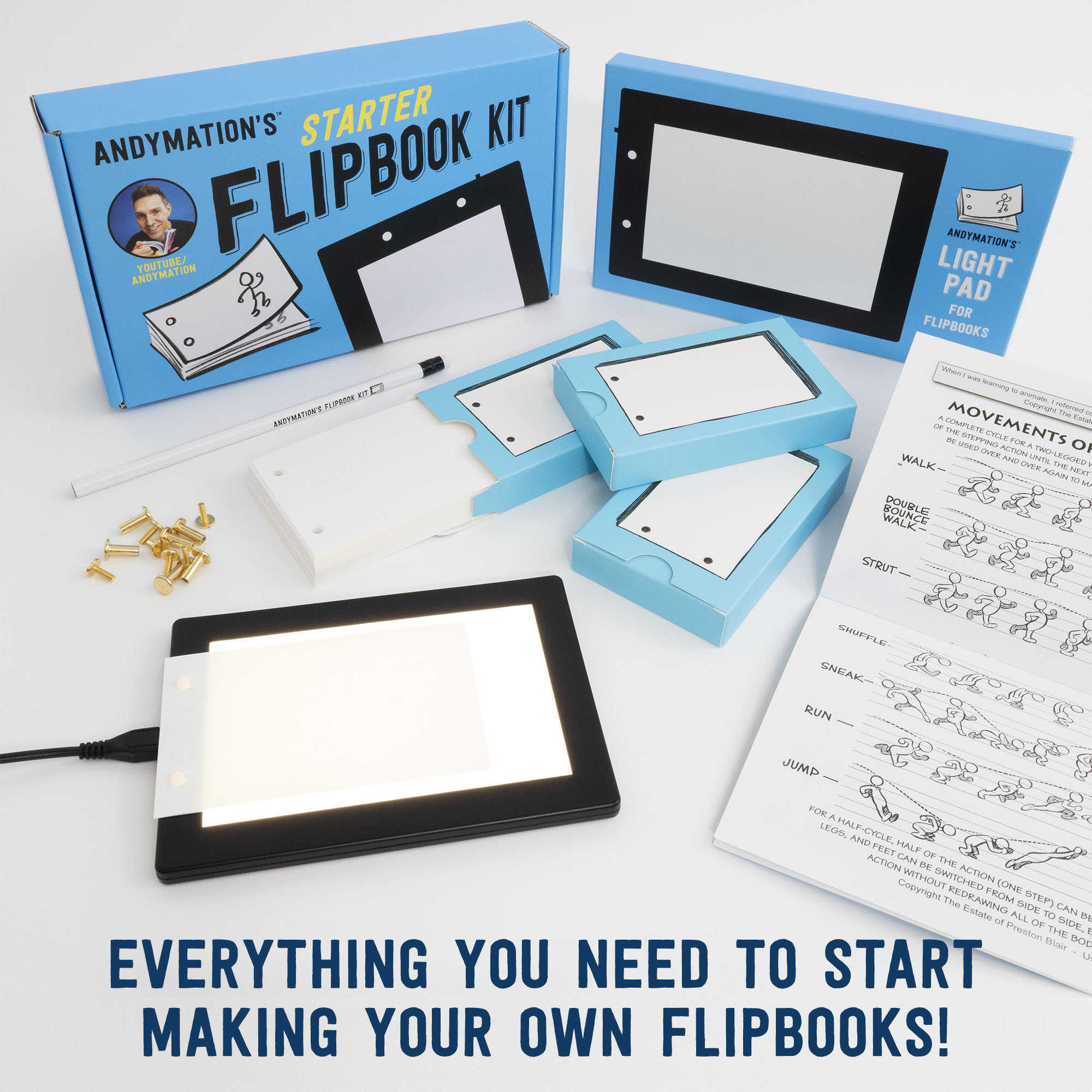 Official Andymation's Flipbook Starter Kit for Kids & Adults with LED —  CHIMIYA