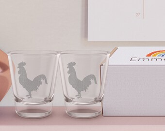 Portugal Atlantis Crisal Shot Glasses Good Luck Rooster