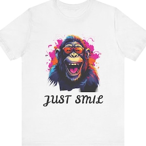 Chimpanzee &#39;Just Smile&#39; T-Shirt: Primate Graphic Tee