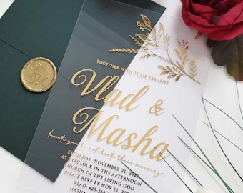 Invitación de boda de acrílico transparente: diseño moderno y elegante