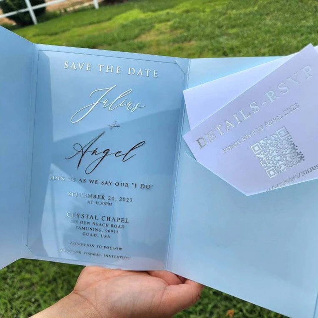 Pocket Envelope Set, Acrylic Invitations, Clear Invitations, Wedding