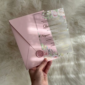 Floral quinceanera invitation, Quinceanera invitations, Birthday Invitations, Acrylic Invitations, Frosted Invitations, Clear Invitations