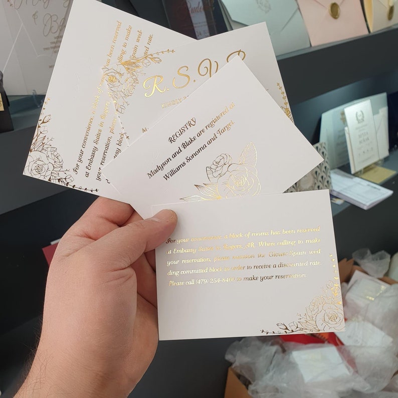Rsvp Wedding Cards Detail Cards Wedding Invitations Foiled Etsy