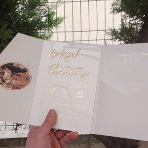 Modern Acrylic Wedding Invitation with Gold Foil | Elegant Luxury Style