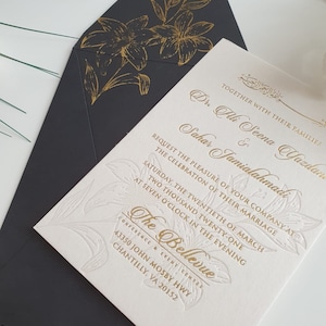 Faire-part de mariage typographique, Impression calligraphique élégante, Exemples de faire-part de mariage typographique, Faire-part de mariage en papier, Impression métallisée