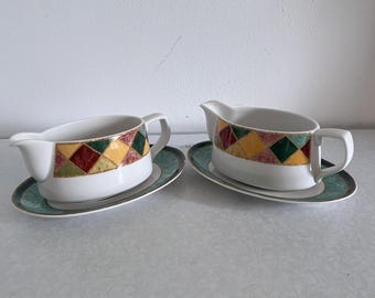 Royal Doulton Japora sauskommen en onderzetters set (2) – Geometrisch patroon, kleine beschadiging.