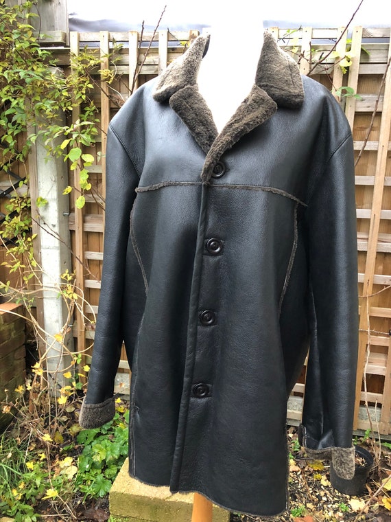 Vintage 90s Men shearling jacket lamb sheepskin ja