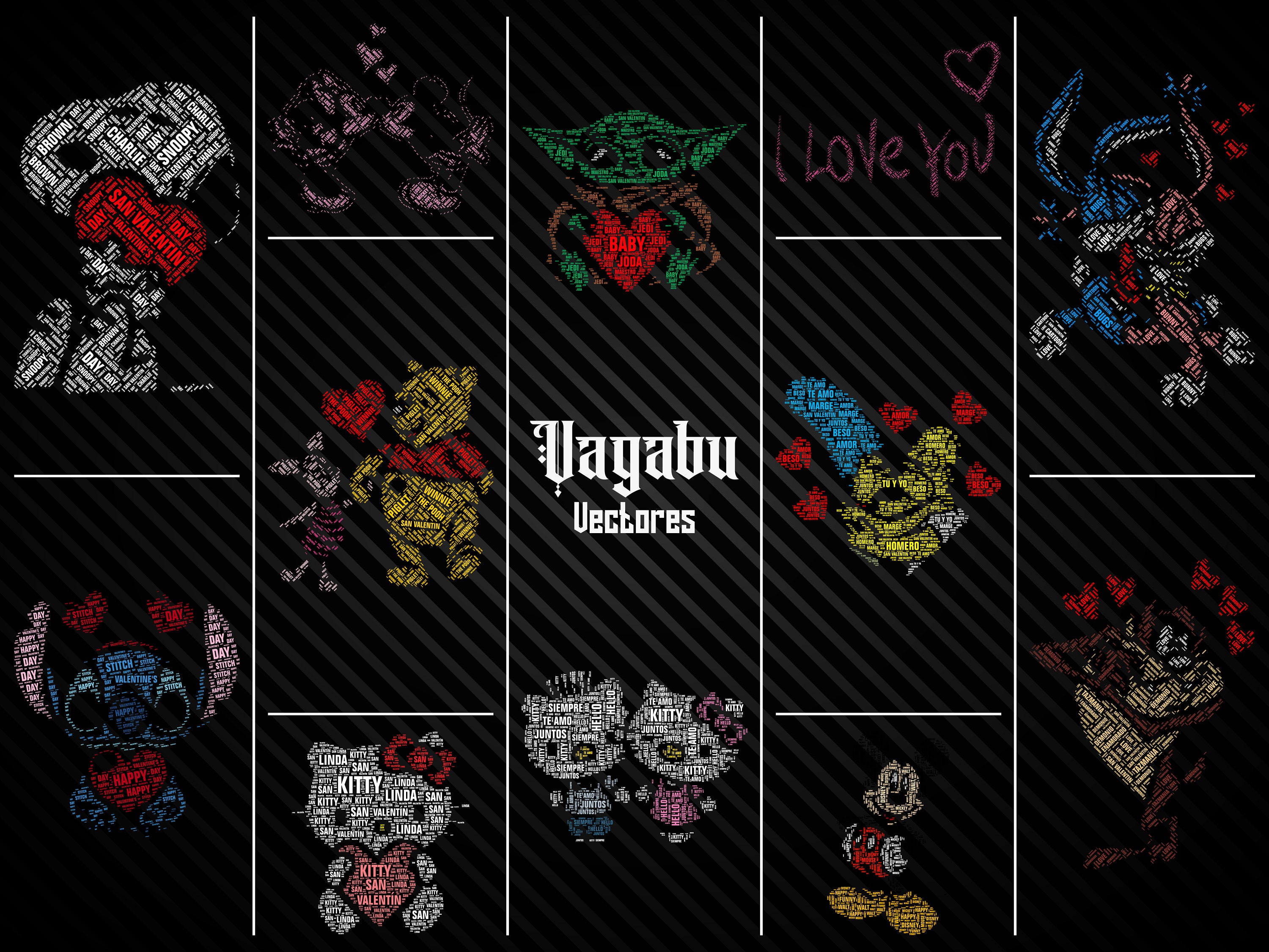 Vector Text Caligrams Valentine's Day Calligrams / Instant Download, Vector Ai, Svg, Eps, Pdf ...