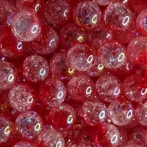 Peppermint Passion: 14mm Crackle Glass Bead Collection| For Beaded Pens|Keychains| Beadable Items