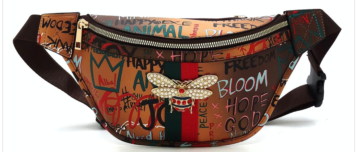 Multi Graffiti Queen Bee Stripe Fanny Pack Waist Bag | Etsy