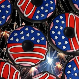 Stars & Stripes Indulgence Patriotic Donut Focal Bead for Craft Enthusiasts|Diy Crafts|Beadeable|Keychains|Badge Reels|Crafting Creativity