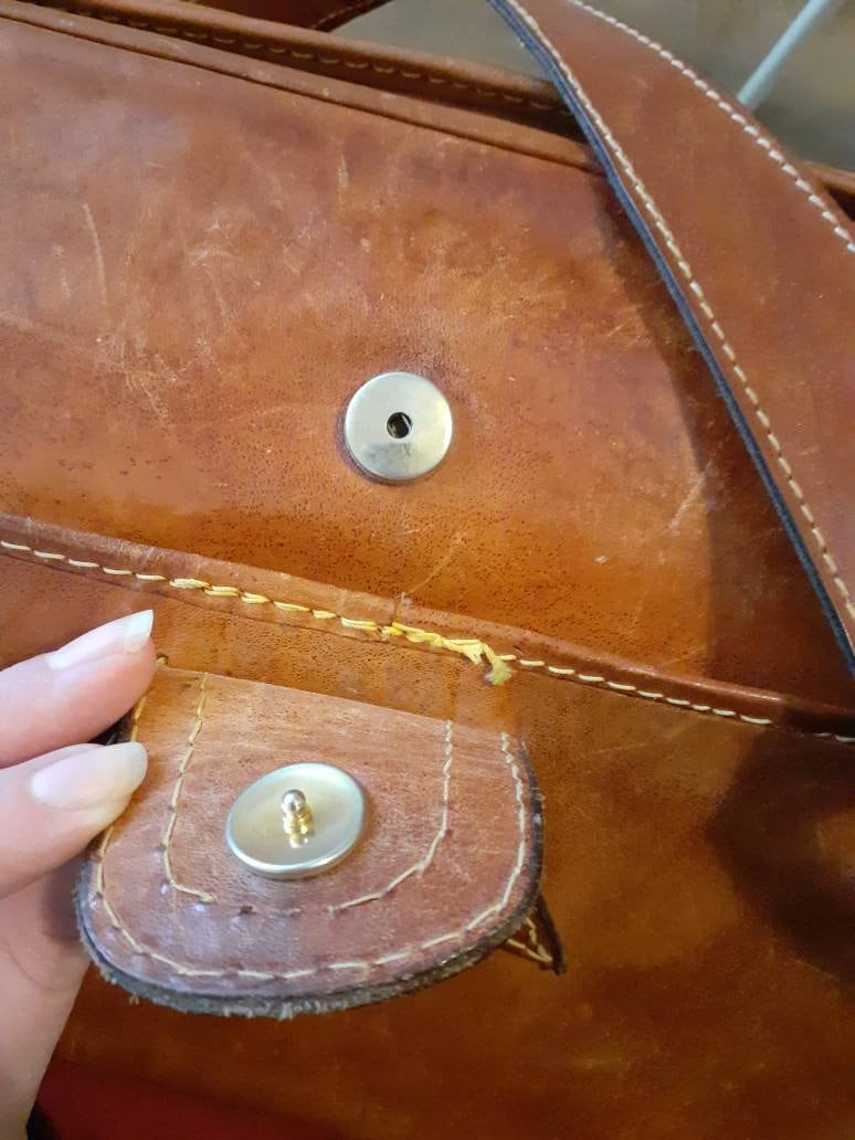 Vintage Leather Bag With Lovely Details, Velvet on the
