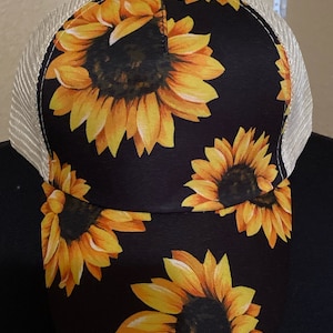 Sunflower hat, ponytail sunflower hat