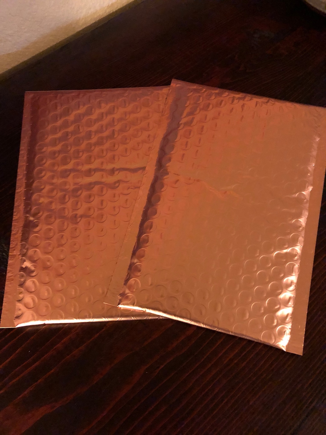 Rose Gold Holographic Bubble Mailers set of 12, 4.25 X 8. Self Adhesive