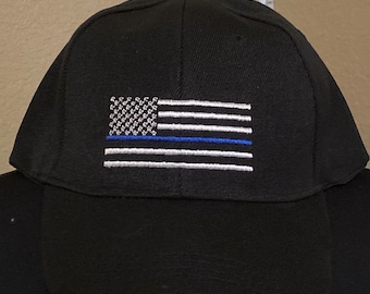 Embroidered Thin Blue Line Hat - Police Officer Gift