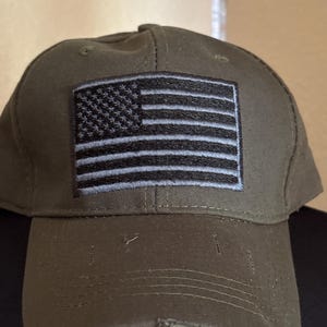 Flag hat, hat with flag, distressed trucker baseball caps. Black hat with flag, green hat with flag