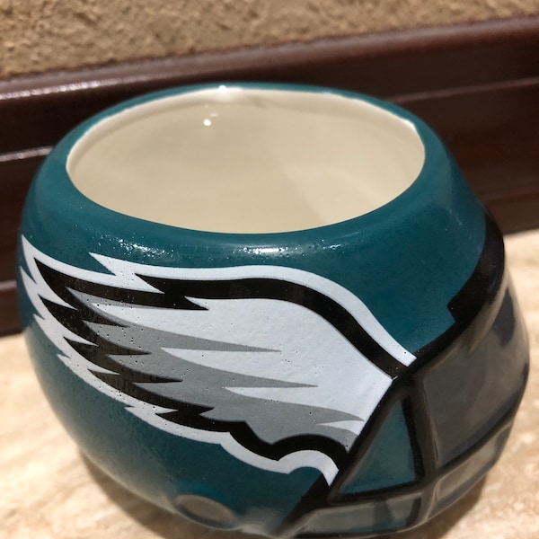 Succulent Holder (SMALL) * football * helmet * Philadelphia Eagles * ceramic * Planter * Pot * NFL * 2.5 H