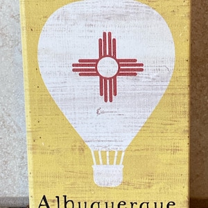 Albuquerque Holzschild, Zia Symbol, Ballon. NM-Souvenir.