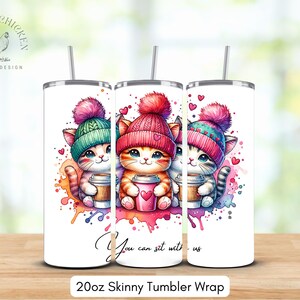 20 Unzen Cat Tumbler Wrap | Skinny Sublimationsentwurf | Becher Vorlage PNG | Einzigartiges Katzen-Liebhaber-Geschenk | 20 oz Tumbler Wrap PNG | Katzen Sublimation