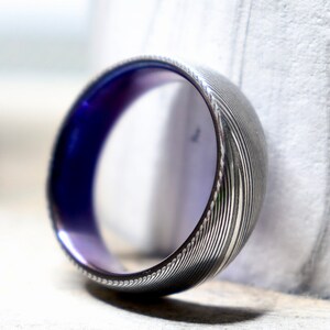 Stainless Damascus ring 7mm - 10mm | Anodised Titanium liner | Wedding Ring | Engagement Ring |