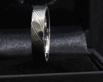 Anillo de acero de Damasco inoxidable / Anillo de boda / Anillo de compromiso / Anillo de acero de Damasco