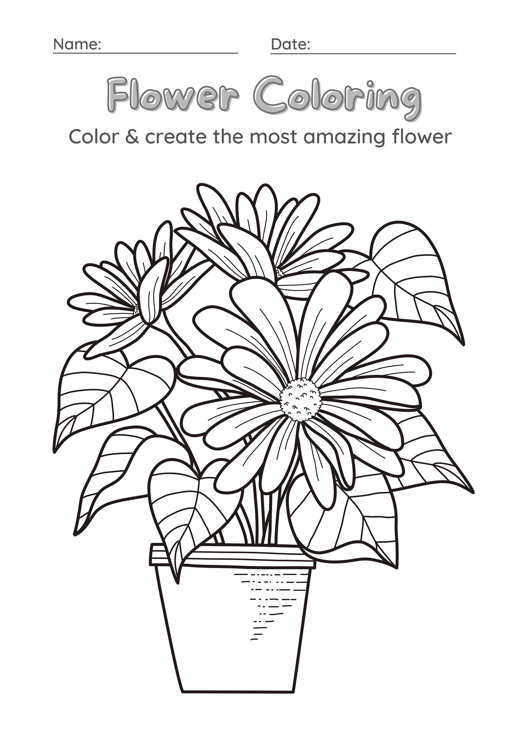 Flower Coloring Book 5 pages Adult/Child coloring book | Etsy