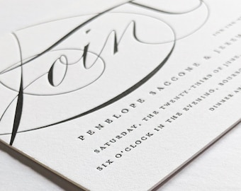 Letterpress Wedding Invitation, Formal Black Tie Letterpress High End Wedding Invitation Invitations Suite Set Zurich