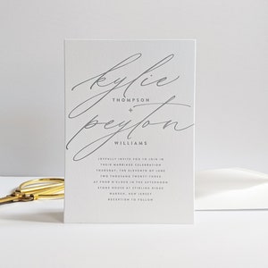 Invitación de boda con impresión tipográfica moderna y tipográfica Suite Portofino