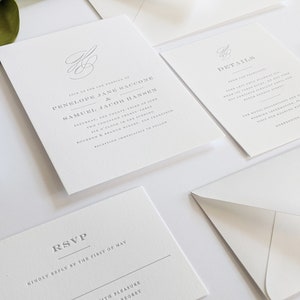Invitación de boda con impresión tipográfica, invitación de boda con impresión tipográfica clásica preppy, suite de invitaciones con impresión tipográfica en Savannah