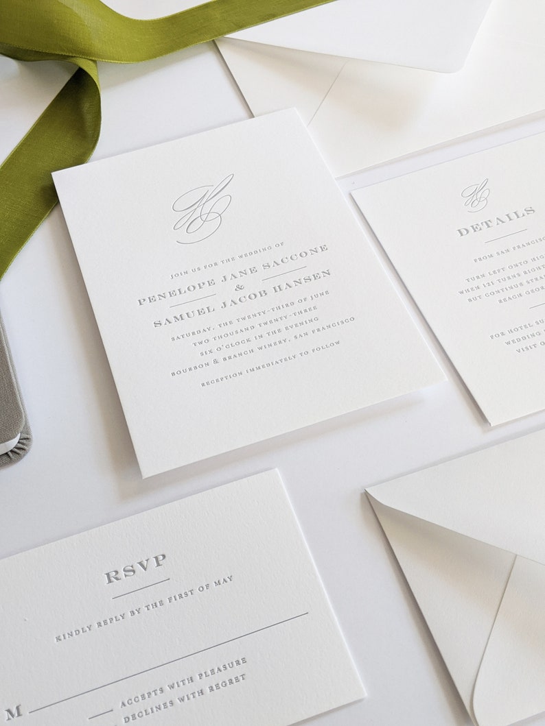 Letterpress Wedding Invitation Classic Preppy Letterpress - Etsy