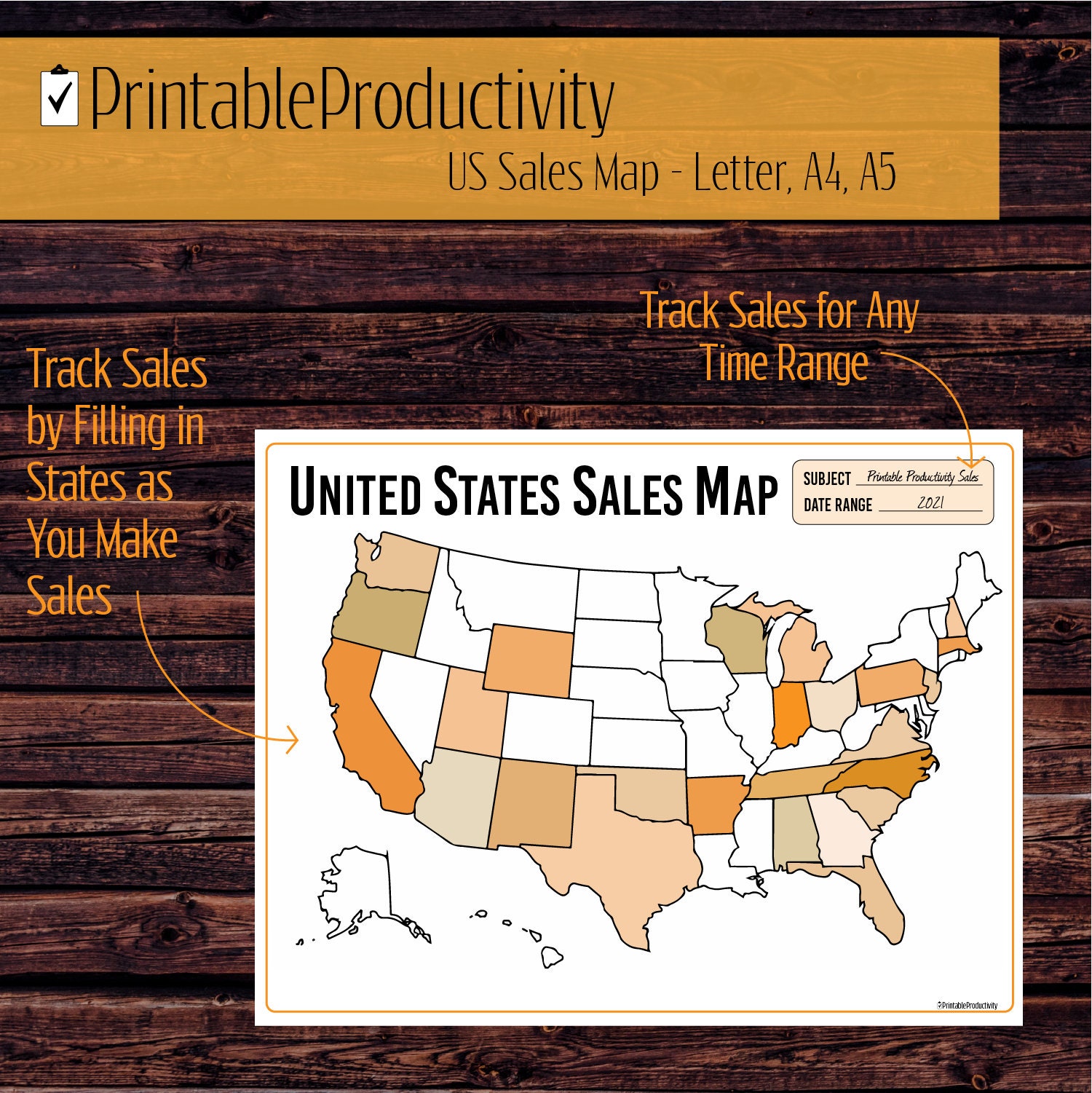 US Sales Map Sales Tracker Etsy Planner Business Planner Etsy