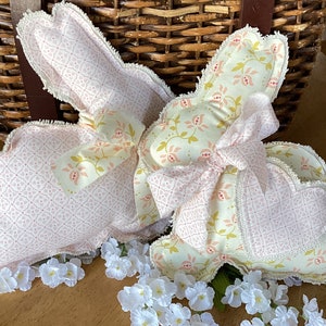 Handmade Antique Fabric Bunny, Vintage Floral Bunnies, Farmhouse Spring Bunny, Cottage Style Bunny, Easter Decor