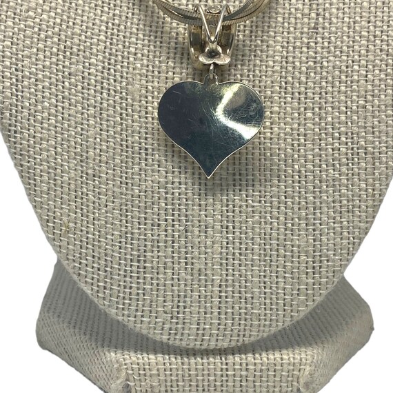 Vintage Milor Sterling Silver Puffy Heart Necklace - image 3