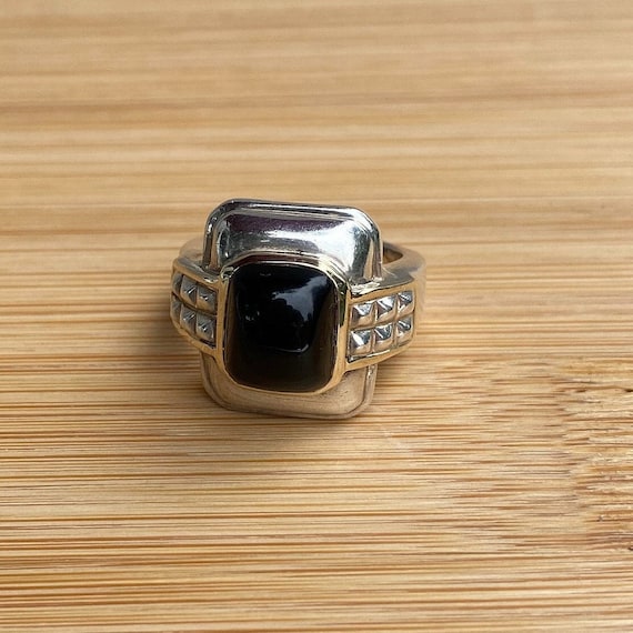 OTC Silver and Gold Onyx Ring - image 1