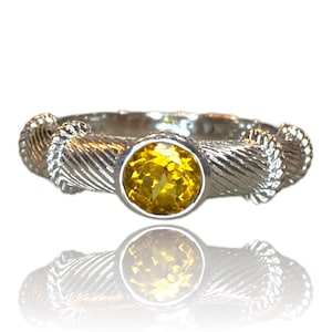 Vintage Judith Ripka Citrine Solitaire Classic Sterling Silver Ring
