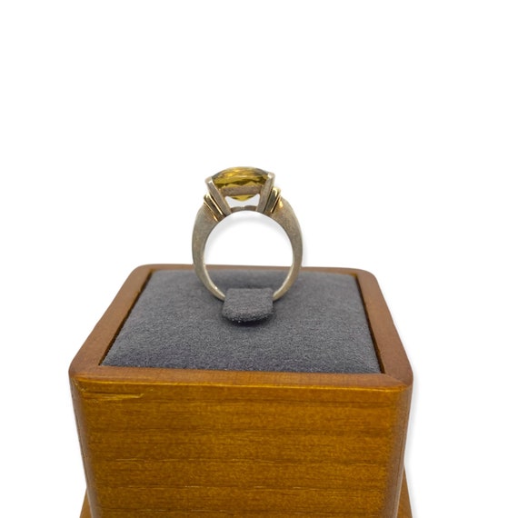 Sterling Silver Rectangular Citrine and Diamond R… - image 4