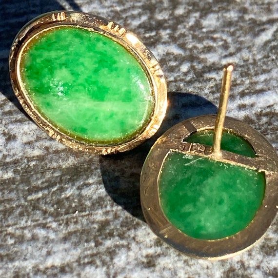 Vintage Gold Filled Green Aventurine Earring - image 7