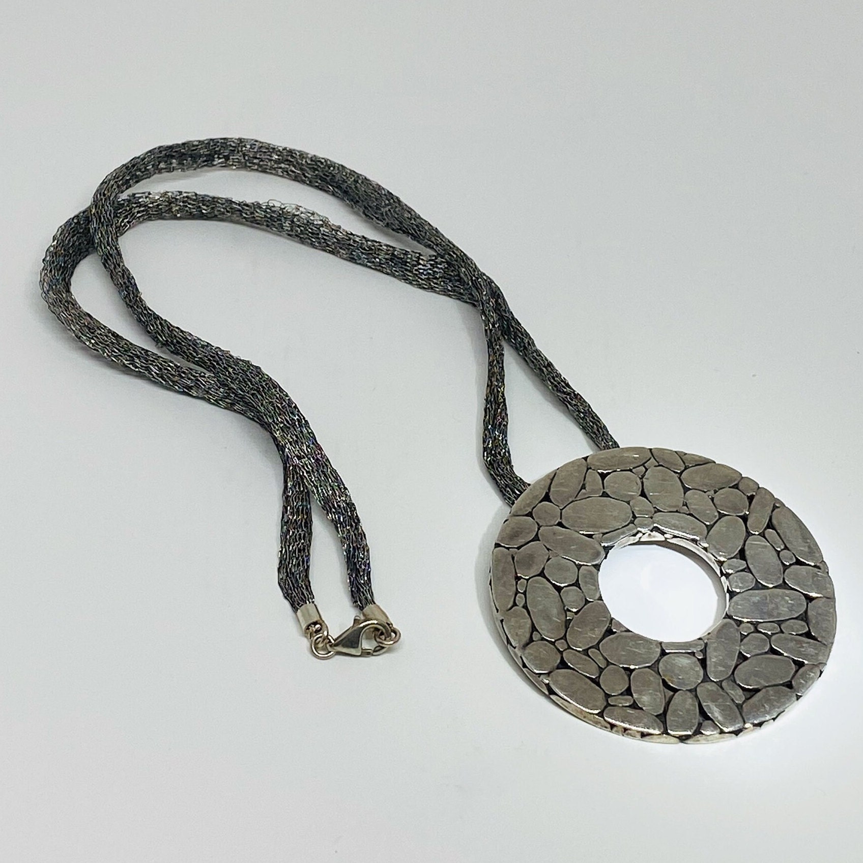 John Hardy Sterling Silver Kali Open Circle Pendant on Copper Mesh ...