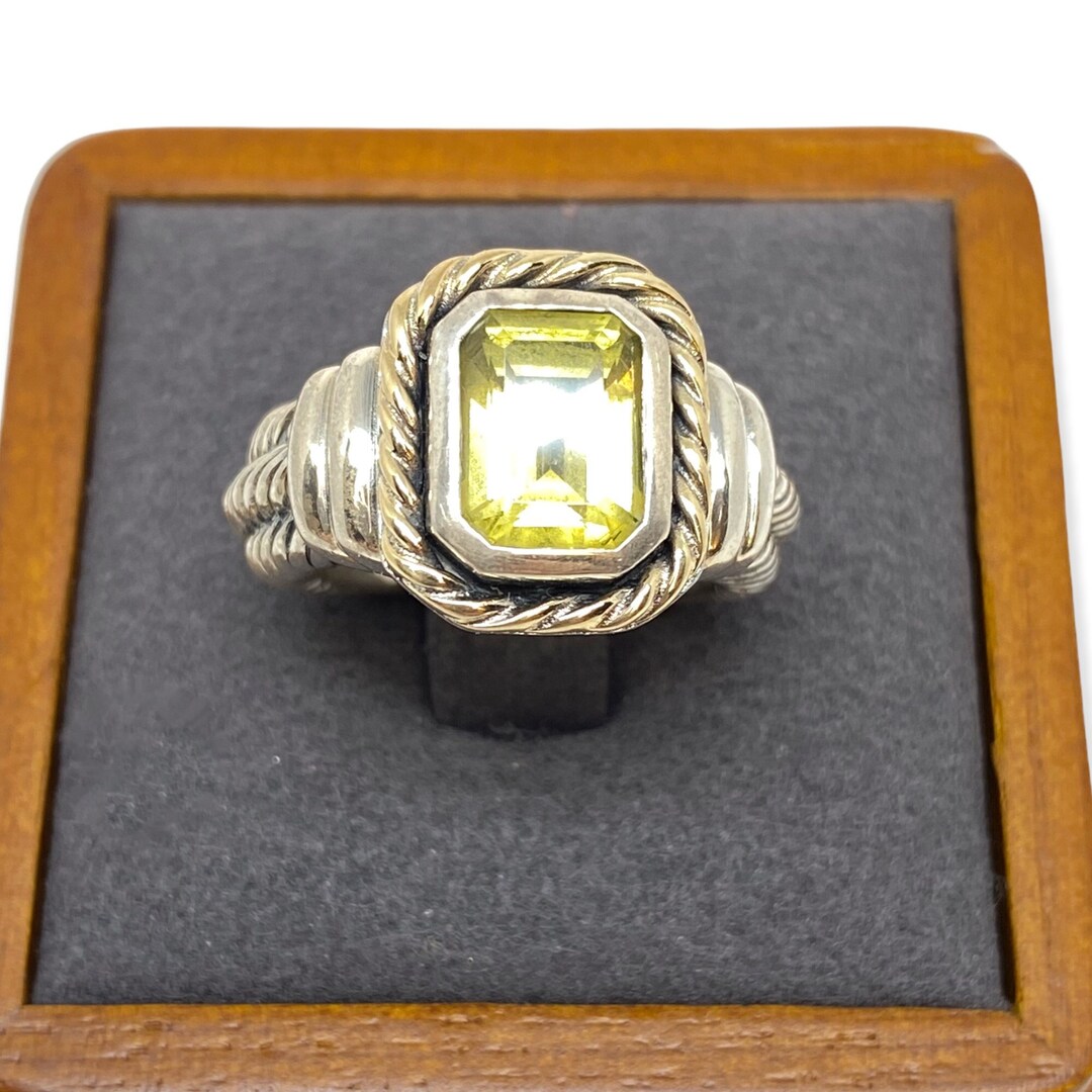 CNA Sterling 925 and 14K Lime Citrine Estate Ring - Etsy