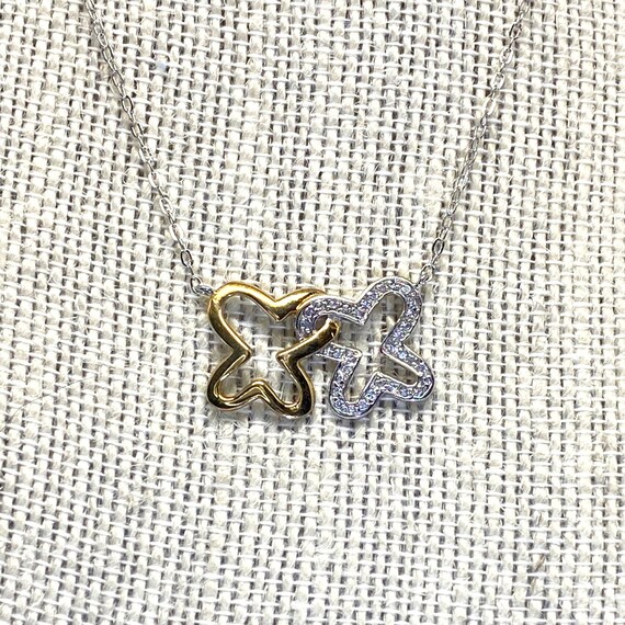 Sterling Silver and Gold Interlocking Butterfly P… - image 2