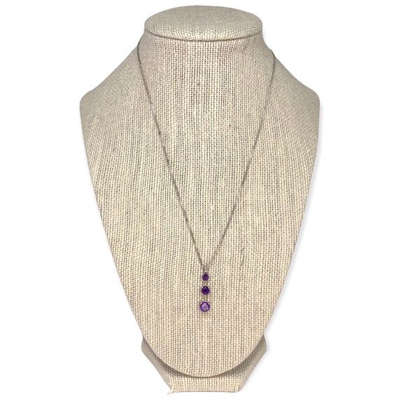 Sterling Silver Amethyst Three-Stone Graduated Pe… - image 3