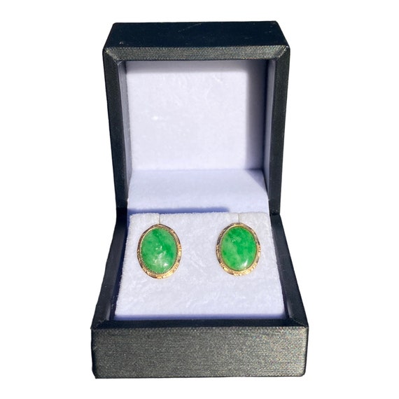 Vintage Gold Filled Green Aventurine Earring - image 1