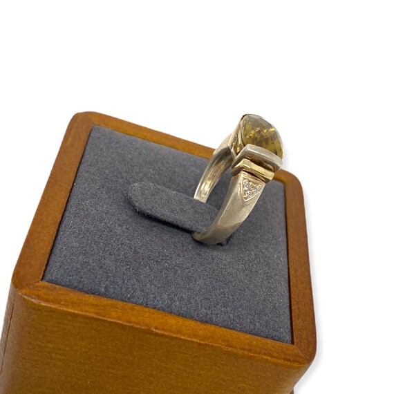 Sterling Silver Rectangular Citrine and Diamond R… - image 3