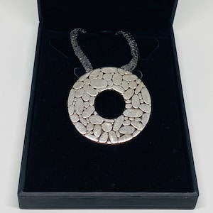 John Hardy Sterling Silver Kali Open Circle Pendant on Copper Mesh Necklace