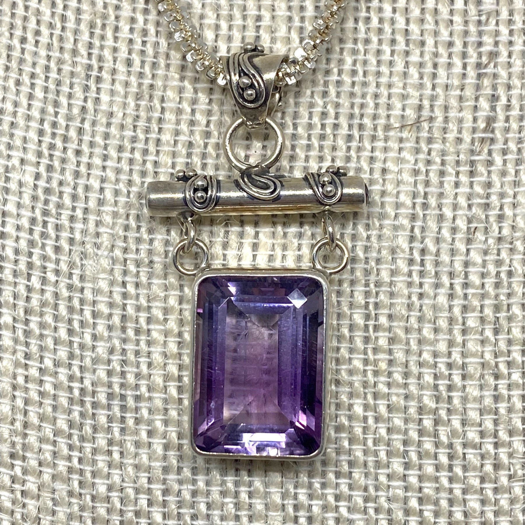 Vintage Designer Lori Bonn Sterling Silver Amethyst Pendant