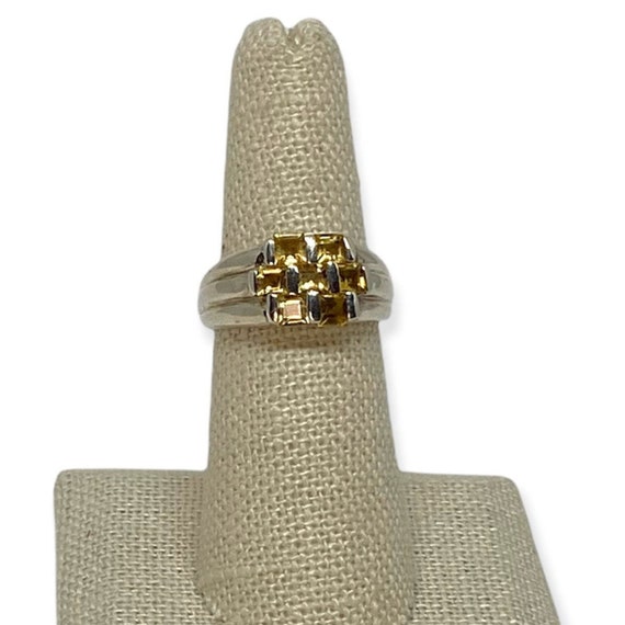 Sterling Silver Citrine Gemstone Statement Ring - image 1